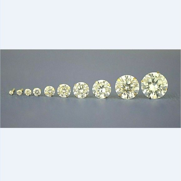 14K Solid Yellow Gold Light Prong Stud Earrings with White Stones Size 1.5mm - Picture 2 of 6